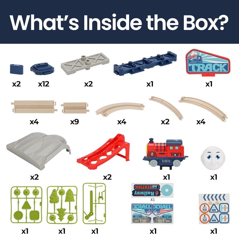 Atlasonix Train Toys for Toddlers 3-5 | Electric Train Set for Kids - Toy Train, Railway Station with Loop, Bridge & Signs - Montessori Educational Fun Trains Toy for Boys Girls Birthday Gift - Image 3